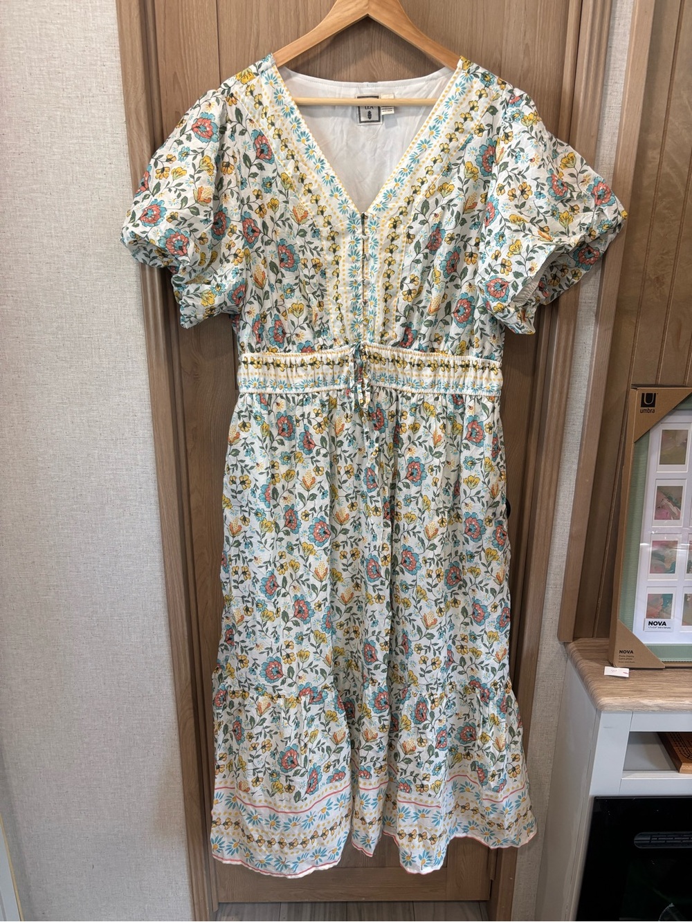 Léa Floral V-Neck Puff Sleeve Midi Maxi Dress Size 2X Boho